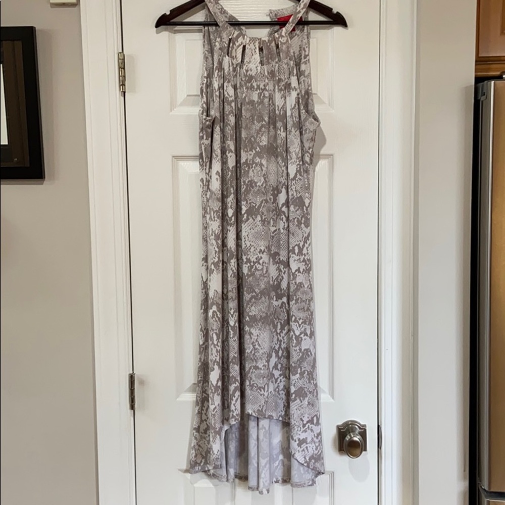 Jennifer Lopez snakeskin dress w/ metal trim neck